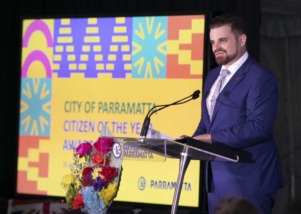 Nathan Cassar, Master of Ceremony speaking at Parramatta Citizen of the Year awards