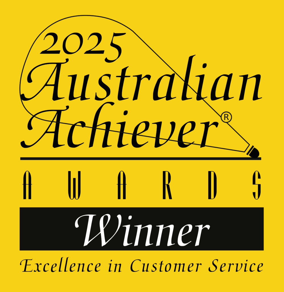 2025 Australian Achiever Awards Winner badge for customer service