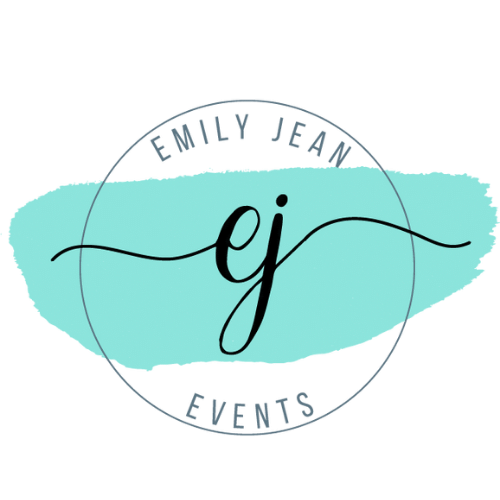 Emily Jean Events circular logo with teal brushstroke