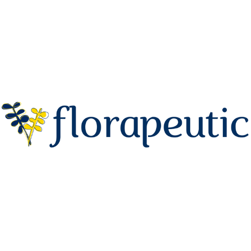 Florapeutic logo with stylised leaf design