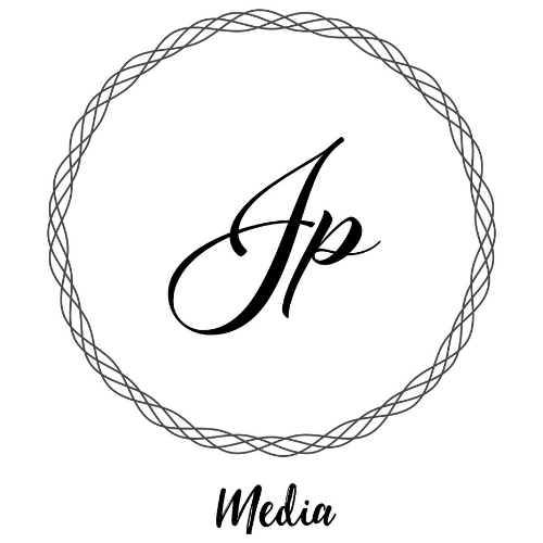 Stylised JP Media logo with circular border