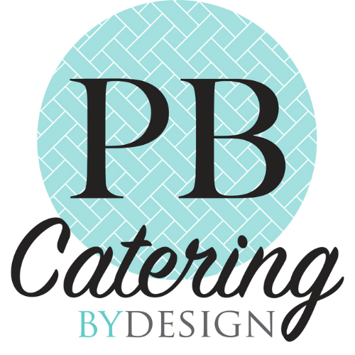 PB Catering By Design logo with teal pattern